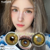 1 Pair Asian Series Colored Contact Lenses Natural Brown Pupils Eyes Contact lenses Green Soft Contacts 14.50mm