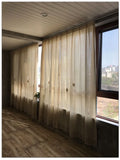 Linen Hollow Solid Curtain Handmade Crochet Bottom Stitching 70% Blackout Window Curtain Customizable for Living Room