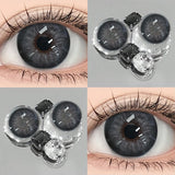 1pair Circle Lenses Big Eyes,Blue/Green Natural Contacts Lenses Doll-eye Lens for Christmas makeup Eyeshadow palette