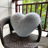 Fox Fur Imitation Heart-Shaped Cushion Plush Sofa Pillow Available for Living Rooms and Bedrooms