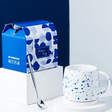 500ml Blue Ceramic Mug Gift Package Coffee Cup Creative design Splash ink Breakfast Oatmeal Cup Festival Gift Porcelain Mug