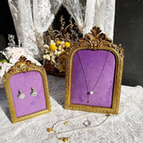 Vintage Photo Frame Jewelry Display Rack Purple Velvet Soft Bag Photo Frame Storage Rack Necklaces Earrings Display Ornaments