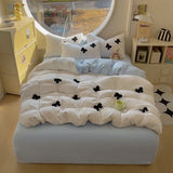 4pcs Duvet cover set (1*Duvet Cover + 2*Pillowcase, sheet) Butterfly knot yarn embroidery Bedding Set Soft Comfortable