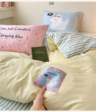 Kawaii Cartoon Dog Washed Cotton Bedding Set for Girl Boys Skin-friendly Duvet Cover Set with Sheet Soft Comfortable Quilt Cover