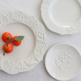 Lily of The Valley Ceramic Plate American Embossed Cake Dessert Dish European Modern Flower Relief Lace Dinner Plates Tableware