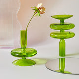 Lazzy House Candle Holders Decoration Wedding Nordic Green Glass Candlestick Home Decor Vases Christmas Gift Home Candles