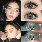 1Pair Green Color Contact Lens Pupils Nature High Quality Myopic Green Lens Blue  Eyes - 0.00 to- 8.00 Diopter Lenses