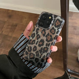 Retro Leopard Print Smooth Pattern Mobile Phone Protective Case for iPhone 16 15 14 13 12 Pro Max Shockproof Protection Cover