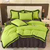 Princess Style Bedding Set Ruffle Duvet Cover With Lace Soft Four Piece Set Quilt Cover Bed Skirt Pillowcase Girls Bedroom Decor