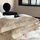 Elegant Flowers Embroidery Luxury Bedding Set Queen King 100S Egyptian Cotton Home Textile Bed Sheet Pillowcase Quilt Cover Set