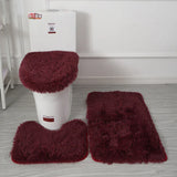 3Pcs/set Bath Mat Set Soft Fluff Shower Carpet Non-slip Floor Mat for Bathroom Toilet Rugs Toilet Lid Cover Bathroom Products