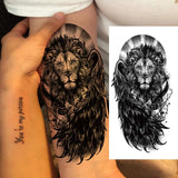 1 Sheet Compass Flower Temporary Tattoos For Women Men Adults Skull Lion Owl Tattoo Sleeve Sticker Black Fake