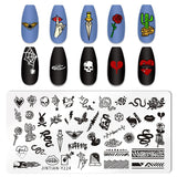 Halloween Nail Stamping Plate Pumpkin Flower Animal Skull Printing Stencils Halloween Nail Stamp Templates DIY Nail Art Tools