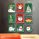 Festive Christmas Fridge Magnets Cartoon Santa Snowman Reindeer Magnets Refrigerator Decor Holiday Home Decorations