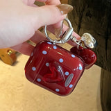 Polka Dot Heart Protecitve Case For AirPods 4 Pro 2 Earphone Cover For AirPods 1 2 3 4th Generation Case with Keychain Pendant