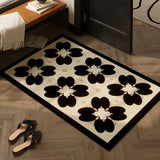 Modern Geometric Floral Wire Loop Doormat Non-Slip PVC Coil Entrance Rug Heavy Duty Scraper Mat for Mud & Dirt Removal