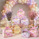 8Pcs 3D Butterfly Crown Party Favor Boxes Pink Purple Gable Candy Box for Girls Princess Birthday Baby Shower Gift Packaging
