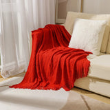 Knitted Twin Size Blanket, Coffee Throw Blanket for Couch Soft Lightweight Breathable Summer Living Room Home Decor Outdoor