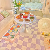Purple Carpet for Living Room Modern Simplicity Checkerboard Bedroom Bedside Rug Large Area Study Dressing Table Mat Tapete