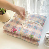Kawaii Strawberry Bedding Set Kids Adults Duvet Cover and Flat Sheet Pillowcase Single Double Full Size Girls Bed Linen
