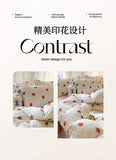 Knitted Class A Bedding Set Floral Style Bed Linen Set Soft Double Yarn Four-Piece Set Quilt Cover Set Bed Sheets Gift for Home
