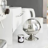 Stainless Steel Storage Jar Sphere Storage Jar with Flip-Top Lid  Modern Round Desktop Organizer for Kitchen Home Office