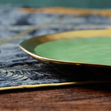 Nordic minimalist gold-plated glazed ceramic dining plate, food plate, fruit plate, flat plate, Western food plate