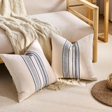 Striped Textured Throw Pillow Covers Boho Decorative Cushion Covers for Couch Sofa Bed Farmhouse & Modern Living Room Decor