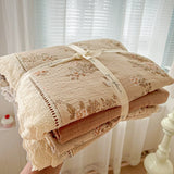 Print Floral Bedding Set Double Layer Yarn Four Pieces Set Soft Comfortable Duvet Cover Bed Sheet With Pillowcases Home Textiles