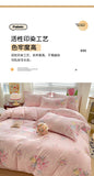 100% Cotton Bedding Set Soft Skin-friendly Four Piece Set Single Couple Flower Printed Comforter Duvet Cover Set for Adults Kids