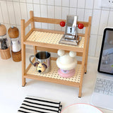 Double Layer Wooden Desktop Display Storage Rack Kitchen Cabinet Holders Spice Racks Storage Shelf for Kitchen Desktop Organizer