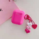 Pink Heart Girls Case for AirPods 4 Pro Shell Texture Earphone Protective Cover for Airpods 2 3 3rd Soft IMD Case with Keyring