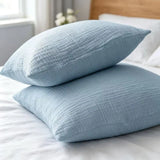 Set of 2 100% Cotton Gauze Pillowcases Double-Layer Gauze, Soft, Breathable, and Machine Washable