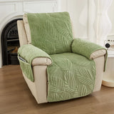 Soft Plush Recliner Sofa Covers for Living Room Leaves Printed Pet Kids Sofa Mat Non-Slip Couch Armchair Slipcovers Protector