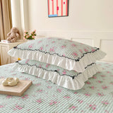 2pcs Pillowcase Quilted Pillow Cover Ruffles Pillowsham 48x74cm Pillow Case Skin-friendly Cushion Covers