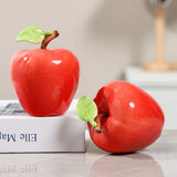 Ceramic Apple Sculpture Figurine, Realistic Fruit Ornament,Creative Tabletop Decor for Home Office,Housewarming Gift,Art Accent