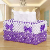 Bead String Pearl Bow Tissue Boxes Originality Manual Toilet Paper Storage Box Hotel Home Shower Room Desktop Tissue Box