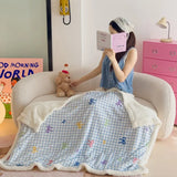 Ikeehome  New Milk Fleece Multifunctional Blanket Household Thickened Leisure Blanket Lamb Fleece Dormitory Quilt Cover Dual-purpose