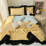 2025 new seersucker chiffon lace washed cotton summer cool quilt four-piece air conditioner quilt three-piece summer quilt set
