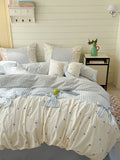 Girls Heart Pure Cotton Waed Cotton Four-Piece Set Soft Lace  Knot Pure Cotton Bedding eets Duvet Cover Bed Acce...