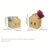1pc Nordic Handmade Woven Decorative Basket, House-Shaped Storage Basket, Desktop Hand-Carry Organizer, Suitable for Living Room