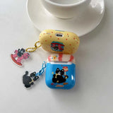 Black Cat Pendant Chain Earphone Case Protect For Airpods 1 2 3 4 Cover Soft Shockproof For Air Pods Pro Pro2nd Fundas