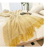 Modern Plaid Tassels Bed Flag Bed Tail Scarf  Runner Upscale Household Bedroom Hotel  Flag Bed End Towel  End Blanket