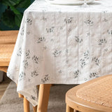 Rectangle White Lilac Tablecloth Boho Farmhouse Table for Cover Wedding Birthday Baby Party Shower Dinner Table Retro Decoration