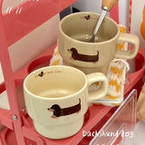 Original Dachshund Dog Stacked Cup Gift Box Ceramic Cute Handdrawn Cartoon Mug Gift for Gifts