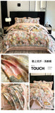 4pcs Floral Print Egyptian 100% Cotton Bedding Set Queen King Comforter Duvet Cover Flat/Fitted Bed Sheet Pillowcases 48x74cm