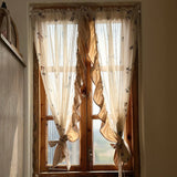 Romantic Style Roses Pattern Ruffle Curtain Enclosure Kitchen Door Curtains Cafe Living Room Window Kitchen Curtain Decoration