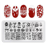 1PCS Halloween Nail Stamping Plates Rectangle Template Stencils Nail Art Stamp Image Plate Manicure Nail Print Tools