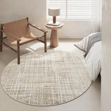 Cream Style Oversized Living Room Carpets Round Creative Art Bedroom Carpet Beige Plush Soft Cloakroom High-end Luxury Rug