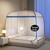 Mongolian Yurt Foldable Mosquito Net Tent No Assembly Required, Breathable Polyester Fabric, with Single or Double Doors